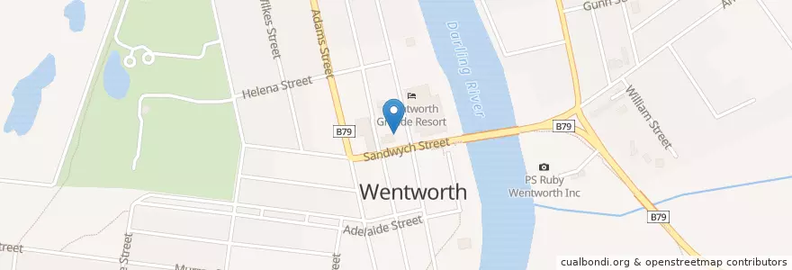 Mapa de ubicacion de Wentworth Post Office en 澳大利亚, 新南威尔士州.