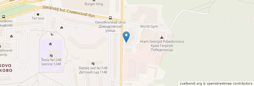Mapa de ubicacion de Лечебно-диагностический центр "Кутузовский" en Rusia, Distrito Federal Central, Москва, Западный Административный Округ, Район Фили-Давыдково.
