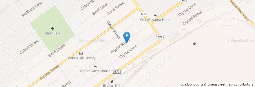 Mapa de ubicacion de Cafe Alfresco en 오스트레일리아, New South Wales, Unincorporated Area, Broken Hill City Council.