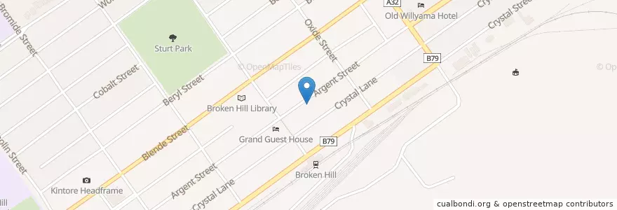 Mapa de ubicacion de Theatre Royal Hotel en أستراليا, نيوساوث ويلز, Unincorporated Area, Broken Hill City Council.