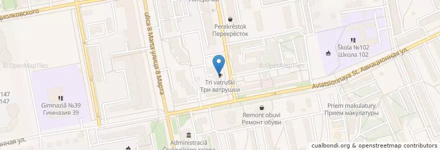 Mapa de ubicacion de Три ватрушки en Rússia, Уральский Федеральный Округ, Свердловская Область, Городской Округ Екатеринбург.