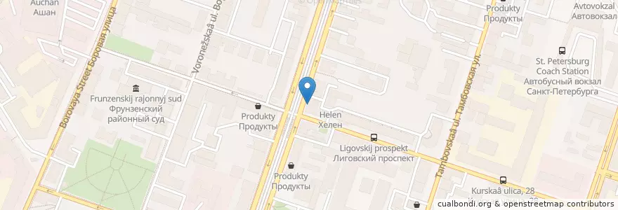 Mapa de ubicacion de Место встречи en Russie, District Fédéral Du Nord-Ouest, Oblast De Léningrad, Saint-Pétersbourg, Округ Волковское.