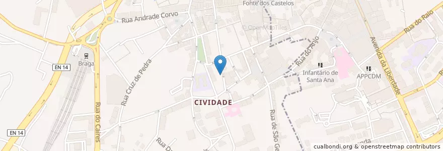 Mapa de ubicacion de Páginas da Sé en ポルトガル, ノルテ, Braga, Cávado, Braga, Maximinos, Sé E Cividade.