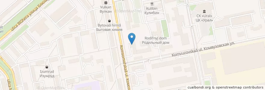 Mapa de ubicacion de Свердловский областной онкологический диспансер en Russia, Ural Federal District, Sverdlovsk Oblast, Yekaterinburg Municipality.