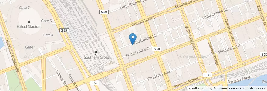 Mapa de ubicacion de Japanese Organic Cafe en Australië, Victoria, City Of Melbourne.