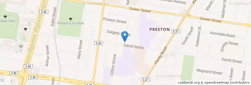 Mapa de ubicacion de Preston Seventh Day Adventist Church  en Australia, Victoria, City Of Darebin.