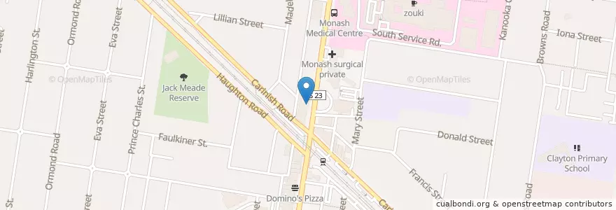 Mapa de ubicacion de Jessie's Pizza en Austrália, Victoria, City Of Monash.