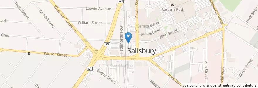 Mapa de ubicacion de Salisbury Interchange en Australia, Australia Meridionale, Adelaide, City Of Salisbury.