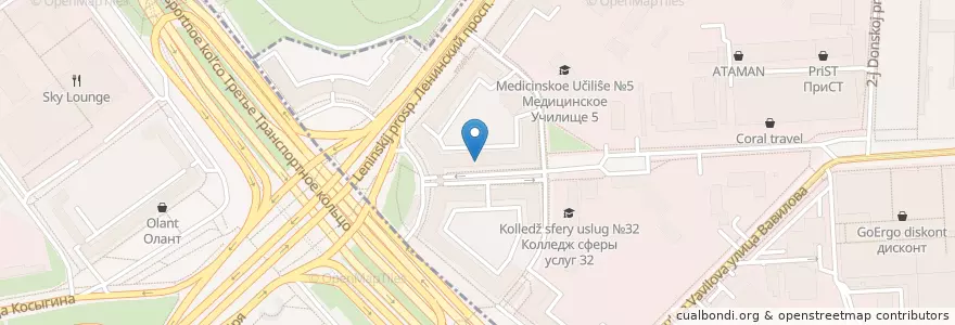Mapa de ubicacion de Поликлиника ФНПР en 러시아, Центральный Федеральный Округ, Москва, Южный Административный Округ, Донской Район.