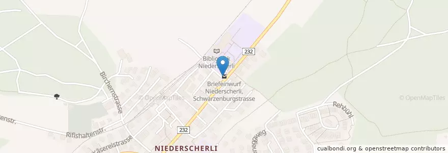 Mapa de ubicacion de Briefeinwurf Niederscherli, Schwarzenburgstrasse en سوئیس, برن, Verwaltungsregion Bern-Mittelland, Verwaltungskreis Bern-Mittelland, Köniz.