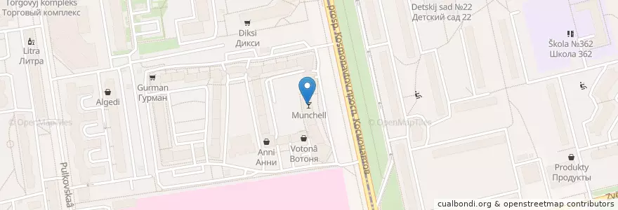 Mapa de ubicacion de Munchell en Russia, Northwestern Federal District, Leningrad Oblast, Saint Petersburg, Московский Район, Округ Гагаринское, Округ Звёздное.
