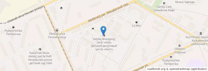 Mapa de ubicacion de Детский досуговый центр «Аист» en Rusland, Centraal Federaal District, Moskou, Юго-Восточный Административный Округ, Рязанский Район.