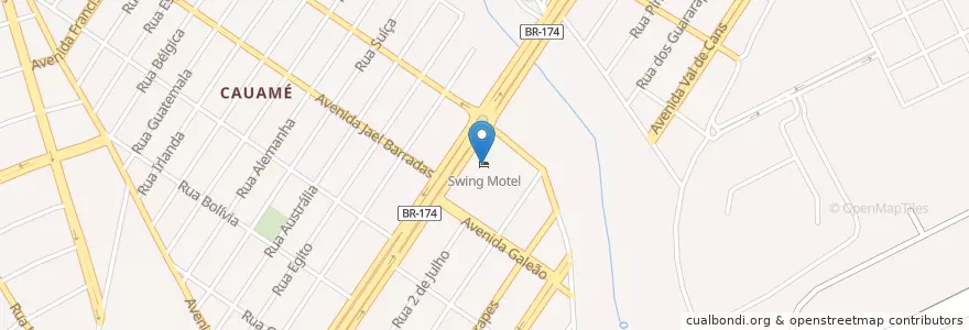Mapa de ubicacion de Swing Motel en Бразилия, Северный Регион, Рорайма, Região Geográfica Intermediária De Boa Vista, Microrregião De Boa Vista, Боа-Виста.