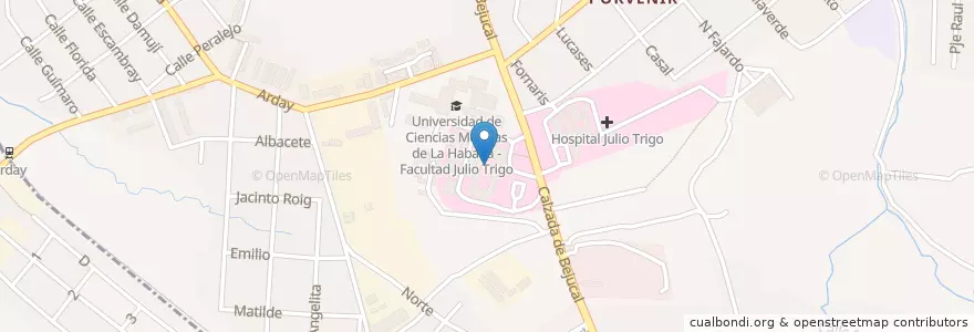 Mapa de ubicacion de Hospital Pediátrico "Ángel A. Aballí" en Küba, La Habana, Arroyo Naranjo.