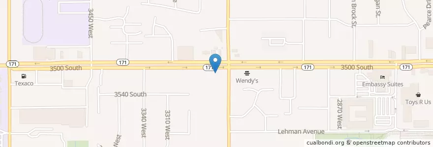 Mapa de ubicacion de Arby's en United States, Utah, Salt Lake County, West Valley City.