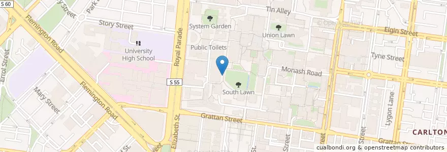 Mapa de ubicacion de Baillieu Library bike racks en Australie, Victoria, City Of Melbourne.