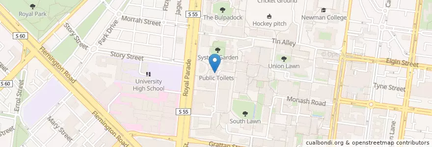 Mapa de ubicacion de Public Toilets en 澳大利亚, 维多利亚州, City Of Melbourne.