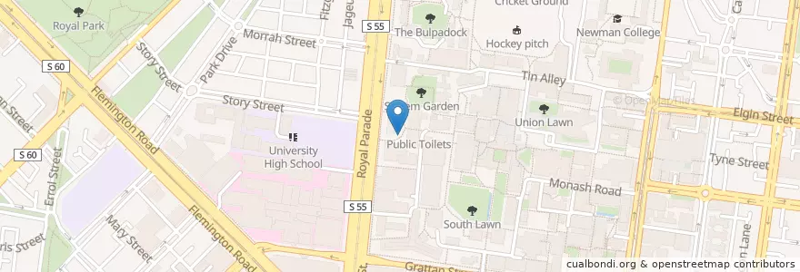 Mapa de ubicacion de Granger Museum southern bike racks en Australien, Victoria, City Of Melbourne.
