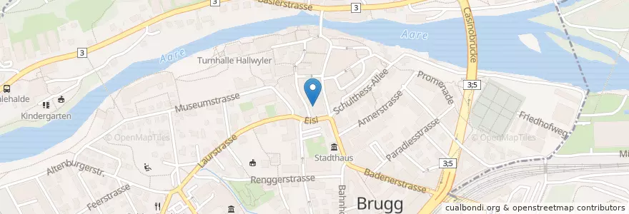 Mapa de ubicacion de ICF Brugg en Schweiz/Suisse/Svizzera/Svizra, Aargau, Bezirk Brugg, Brugg.