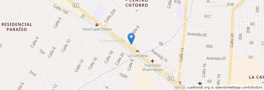 Mapa de ubicacion de Estación de Bomberos Comando 11 en كوبا, La Habana, Cotorro.
