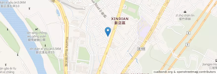 Mapa de ubicacion de 阿助牛肉麵 en Тайвань, Новый Тайбэй, 新店區.