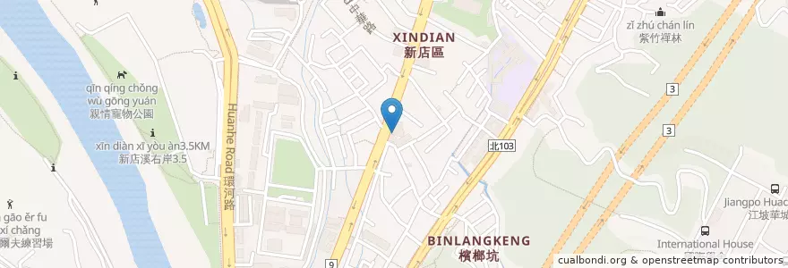Mapa de ubicacion de 玉山商業銀行 en 타이완, 신베이 시, 신뎬 구.