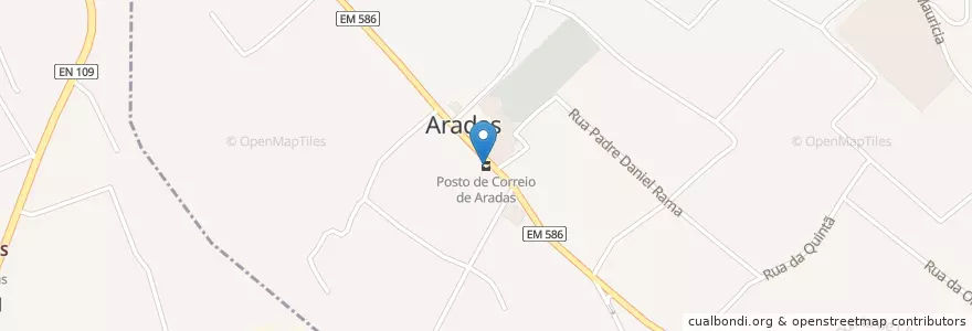 Mapa de ubicacion de Posto de Correio de Aradas en Portekiz, Aveiro, Centro, Baixo Vouga, Ílhavo, Ílhavo.
