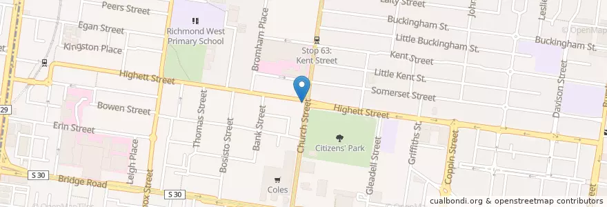Mapa de ubicacion de DT's en 오스트레일리아, Victoria, City Of Yarra.
