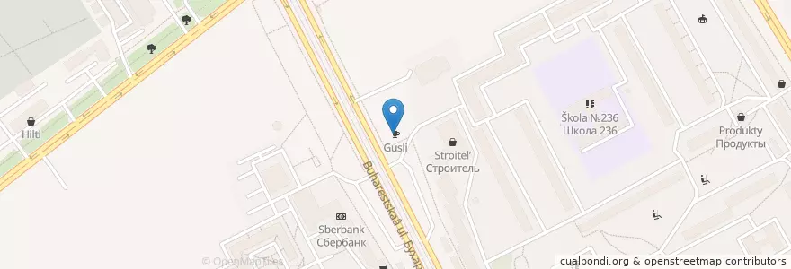 Mapa de ubicacion de Gusli en Russland, Föderationskreis Nordwest, Oblast Leningrad, Sankt Petersburg, Фрунзенский Район, Округ Волковское.