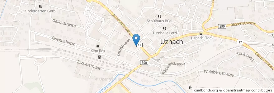 Mapa de ubicacion de Bank Linth en Switzerland, Sankt Gallen, Wahlkreis See-Gaster, Uznach.