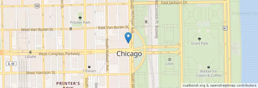 Mapa de ubicacion de Michigan Ave & Ida B Wells Dr en 미국, 일리노이, 시카고.
