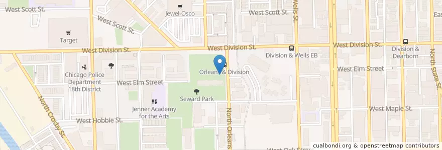Mapa de ubicacion de Orleans St & Elm St en Estados Unidos Da América, Illinois, Chicago.