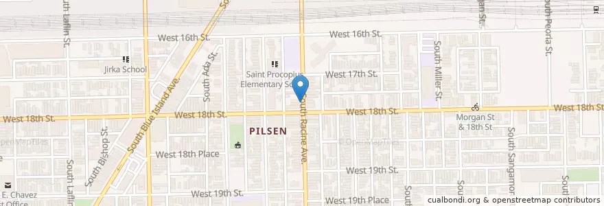 Mapa de ubicacion de Racine Ave & 18th St en Amerika Birleşik Devletleri, Illinois, Chicago.
