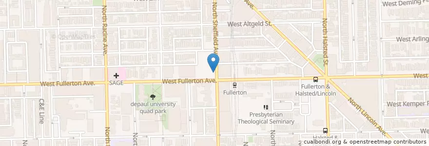 Mapa de ubicacion de Sheffield Ave & Fullerton Ave en Estados Unidos Da América, Illinois, Chicago.