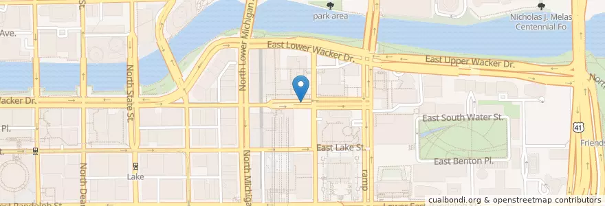 Mapa de ubicacion de Stetson Ave & South Water St en 美利坚合众国/美利堅合眾國, 伊利诺伊州 / 伊利諾州, 芝加哥.