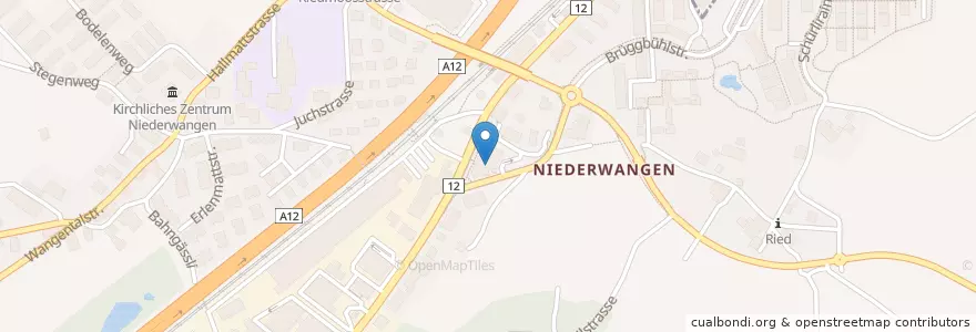 Mapa de ubicacion de Poststelle 3172 Niederwangen bei Bern en Schweiz/Suisse/Svizzera/Svizra, Bern/Berne, Verwaltungsregion Bern-Mittelland, Verwaltungskreis Bern-Mittelland, Köniz.