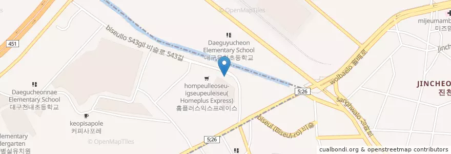 Mapa de ubicacion de 소뜨락(sottulack) en Corée Du Sud, Daegu, 진천동.