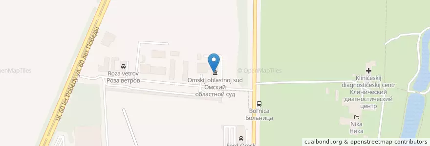 Mapa de ubicacion de Омский областной суд en ロシア, シベリア連邦管区, オムスク州, オムスク地区, オムスク管区.