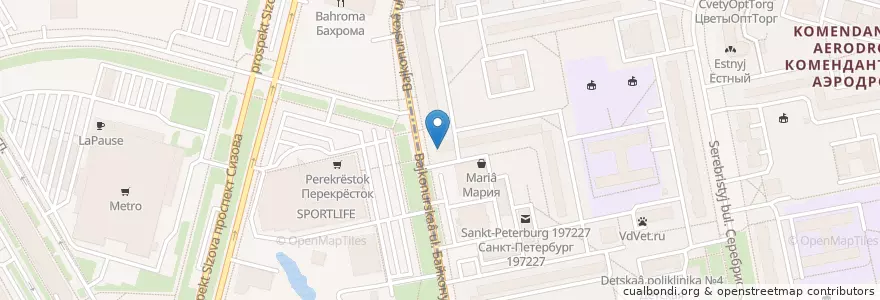 Mapa de ubicacion de Суши Wok en ロシア, 北西連邦管区, レニングラード州, サンクト ペテルブルク, Приморский Район, Округ Озеро Долгое.