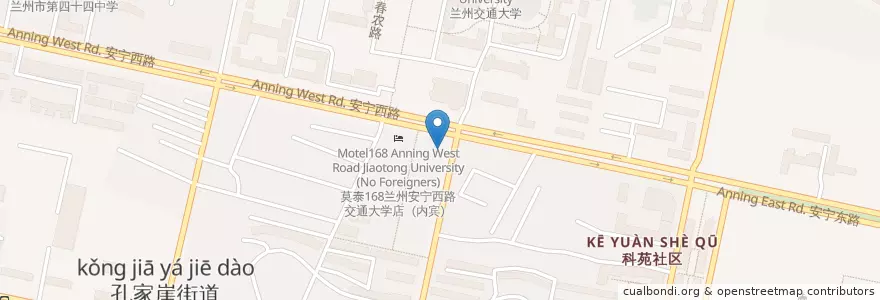 Mapa de ubicacion de 中国银行兰州市科技城支行 en 中国, 甘肃省, 兰州市, 安宁区.