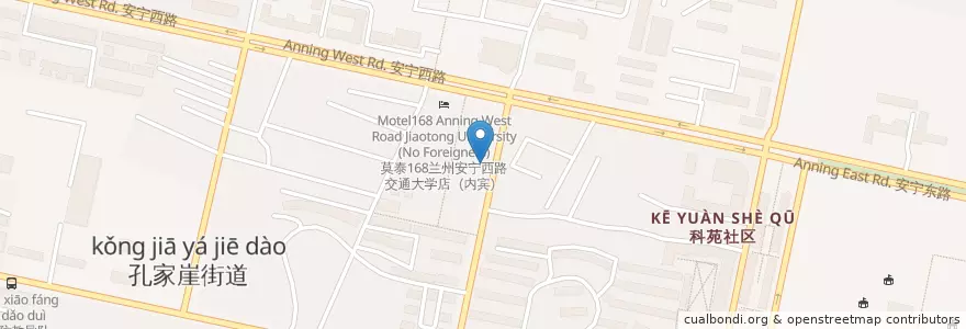 Mapa de ubicacion de 龍?松房菜 en 中国, 甘粛省, 蘭州市, 安宁区.