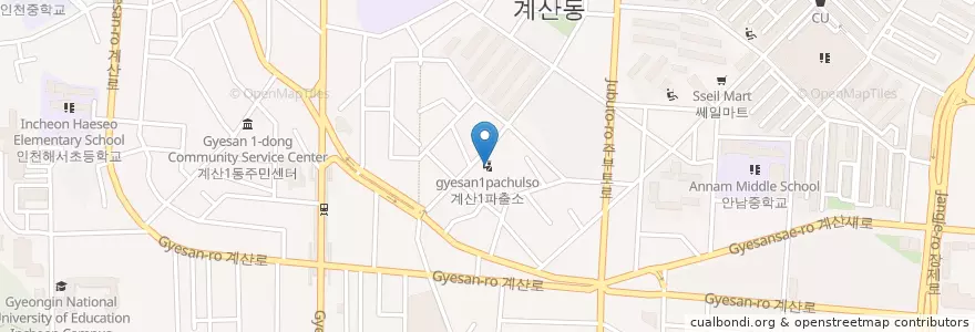 Mapa de ubicacion de 계산1파출소 en 대한민국, 인천, 계양구, 계산동.
