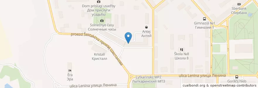 Mapa de ubicacion de Отделение связи №140081 en Rusia, Distrito Federal Central, Óblast De Moscú, Городской Округ Лыткарино.