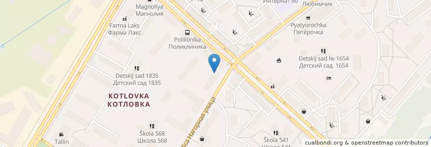Mapa de ubicacion de Райффайзен en Russia, Distretto Federale Centrale, Москва, Юго-Западный Административный Округ, Район Котловка.