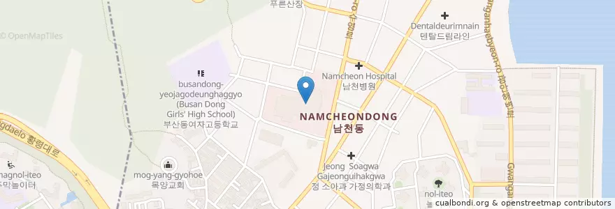 Mapa de ubicacion de KBS부산홀 en 대한민국, 부산, 수영구, 남천동.