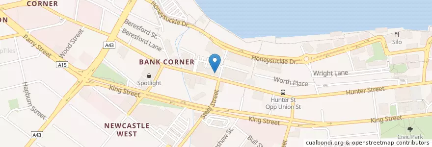 Mapa de ubicacion de KFC en Australie, Nouvelle Galles Du Sud, Newcastle City Council, Newcastle-Maitland.
