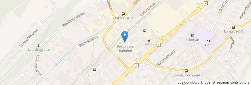 Mapa de ubicacion de Restaurant Bahnhof en Switzerland, Luzern, Ebikon.
