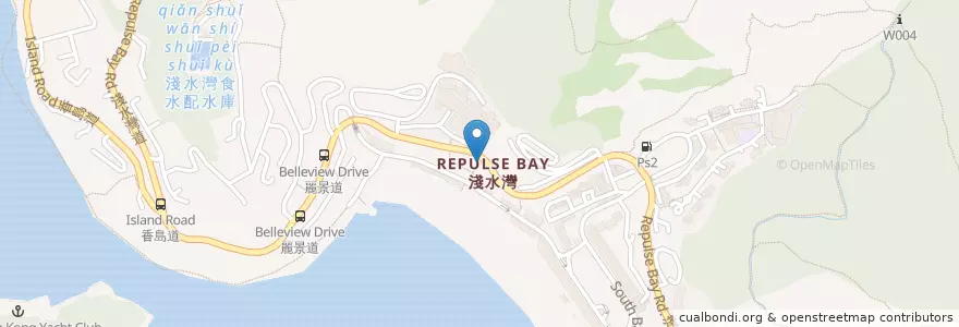 Mapa de ubicacion de 淺水灣巴士站公廁 Repulse Bay Bus Terminus Public Toilet en China, Cantão, Hong Kong, Ilha De Hong Kong, Novos Territórios, 南區 Southern District.
