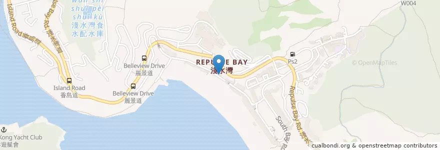 Mapa de ubicacion de 淺水灣海灘道公廁 Repulse Bay Beach Road Public Toilet en China, Provincia De Cantón, Hong Kong, Isla De Hong Kong, Nuevos Territorios, 南區 Southern District.