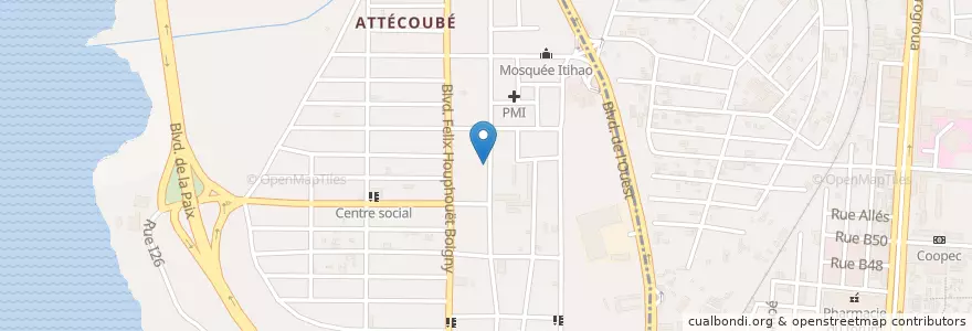 Mapa de ubicacion de Groupe scolaire DJE Loukou en Кот-Д’Ивуар, Абиджан, Attécoubé.